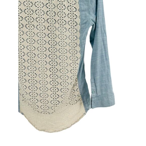 American Rag Chambray and Lace Crocheted Button-Down Top‎ Shirt - Small - Picture 7 of 12